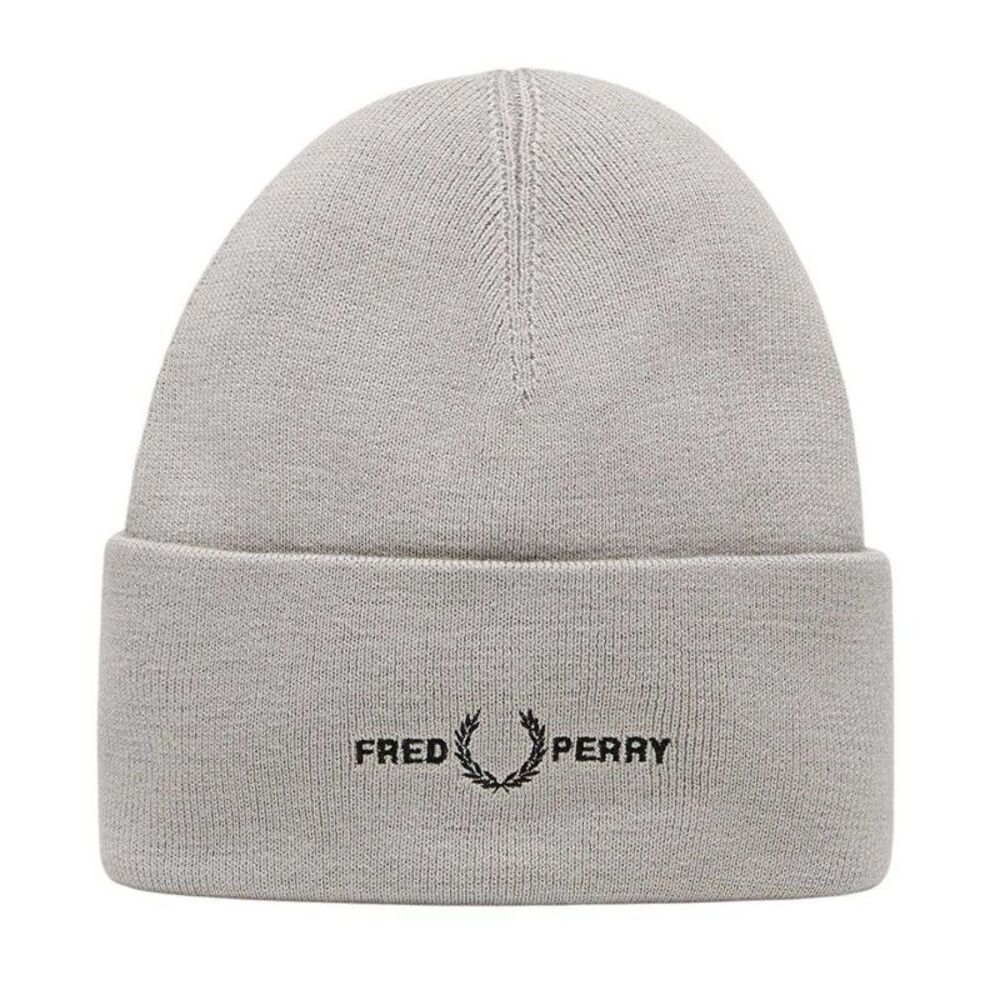 Fred Perry Unisex Adult Graphic Logo Beanie / Concrete